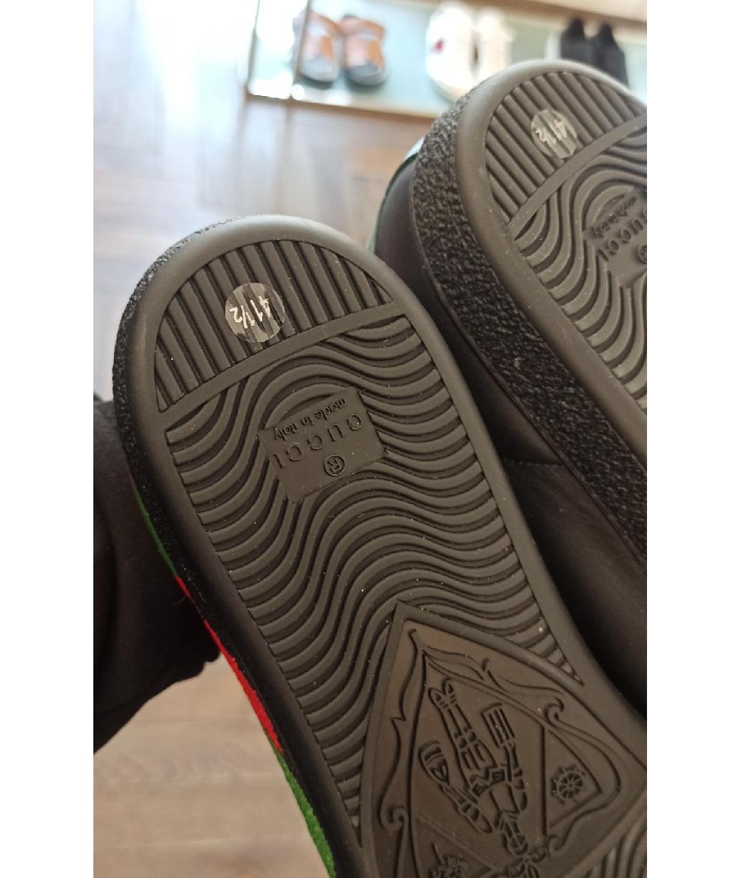 GUCCI Черные кожаные низкие кроссовки / кеды, фото 7