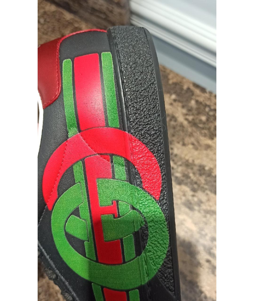 GUCCI Черные кожаные низкие кроссовки / кеды, фото 6