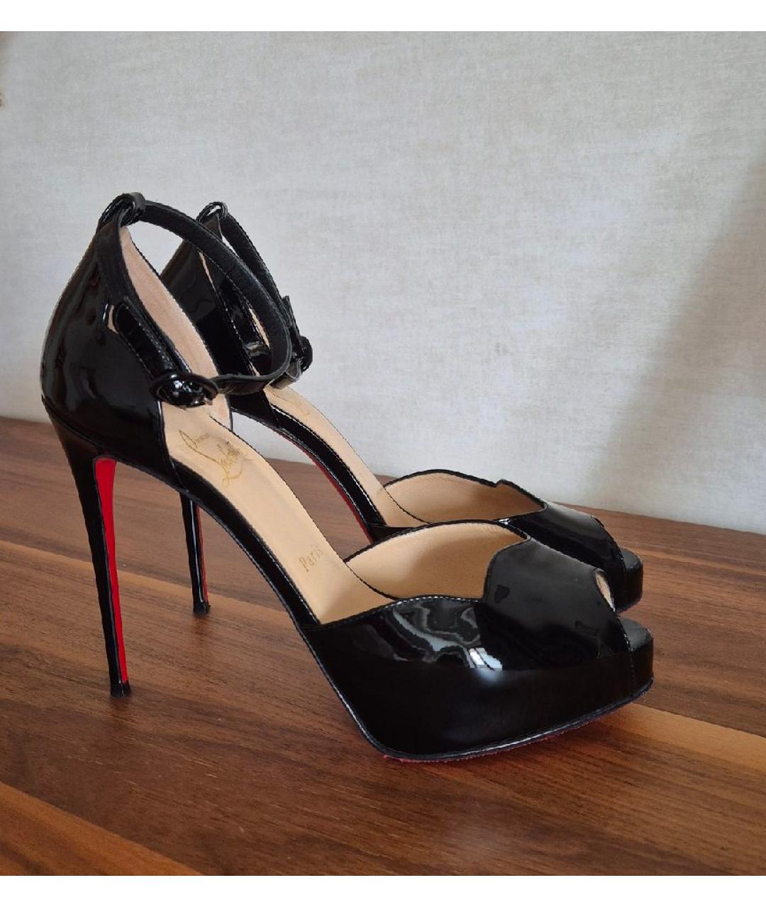 CHRISTIAN LOUBOUTIN Черные кожаные босоножки, фото 5