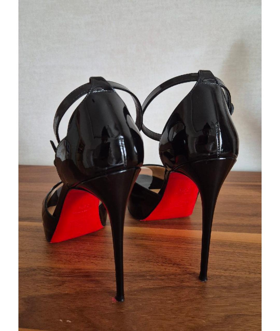 CHRISTIAN LOUBOUTIN Черные кожаные босоножки, фото 3