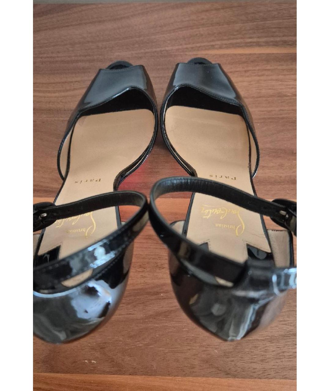 CHRISTIAN LOUBOUTIN Черные кожаные босоножки, фото 4