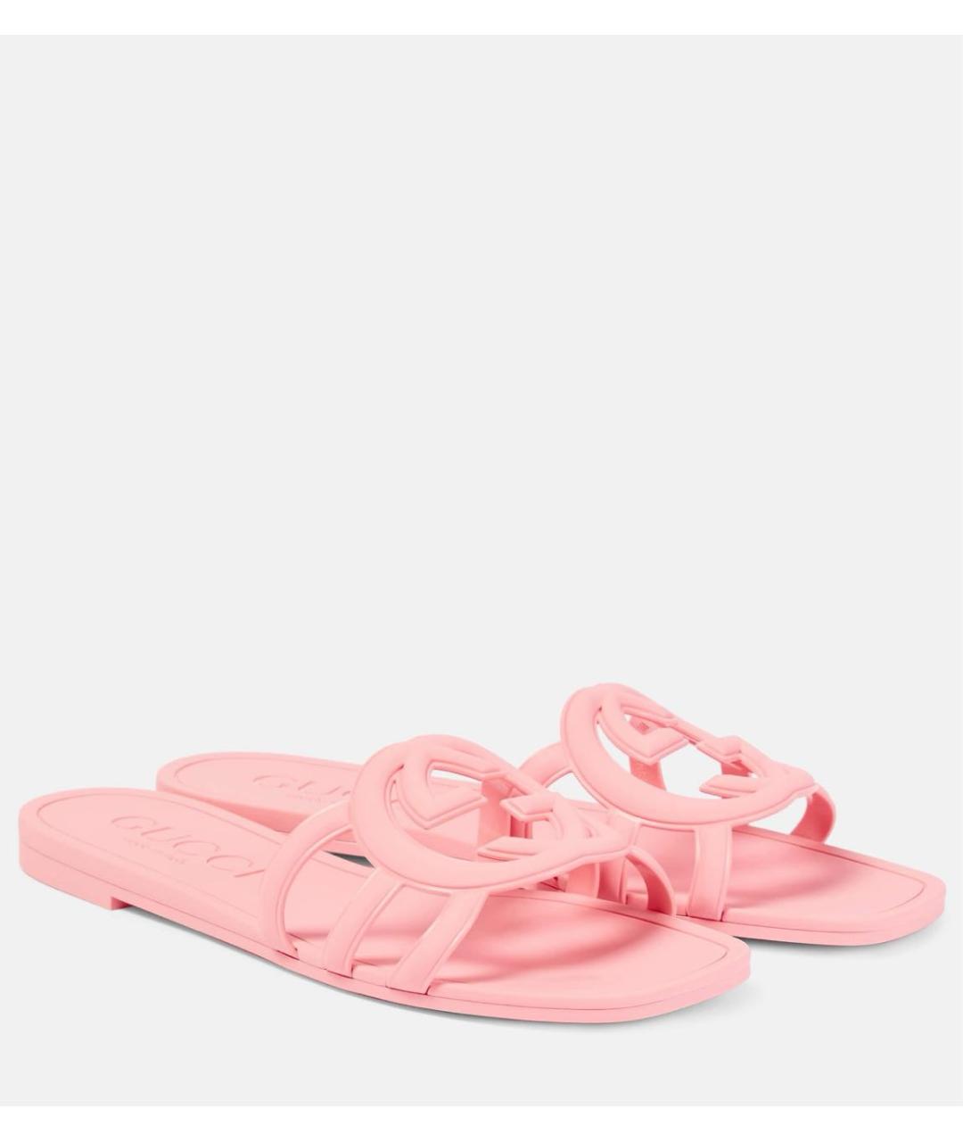 GUCCI Розовые резиновые шлепанцы, фото 5