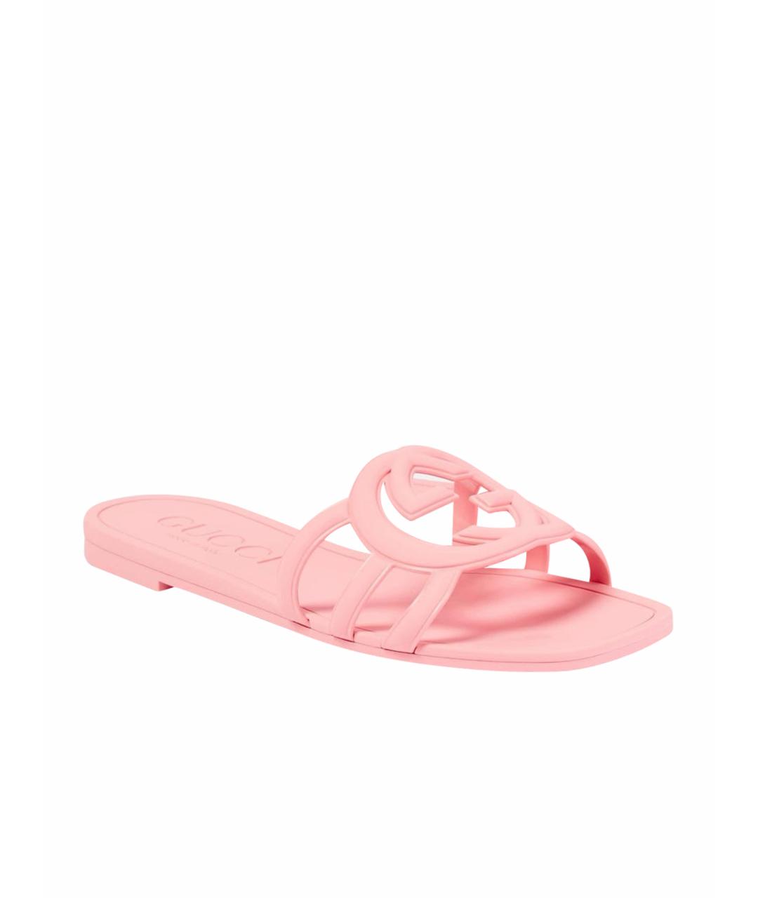 GUCCI Розовые резиновые шлепанцы, фото 1