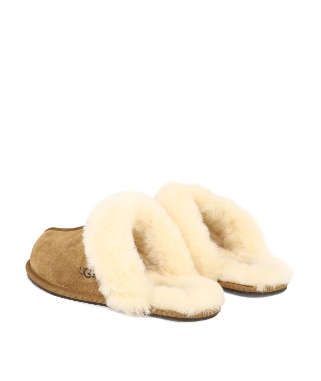 UGG AUSTRALIA Бежевые кожаные сабо, фото 4