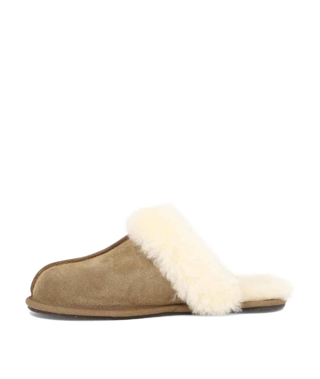 UGG AUSTRALIA Бежевые кожаные сабо, фото 3