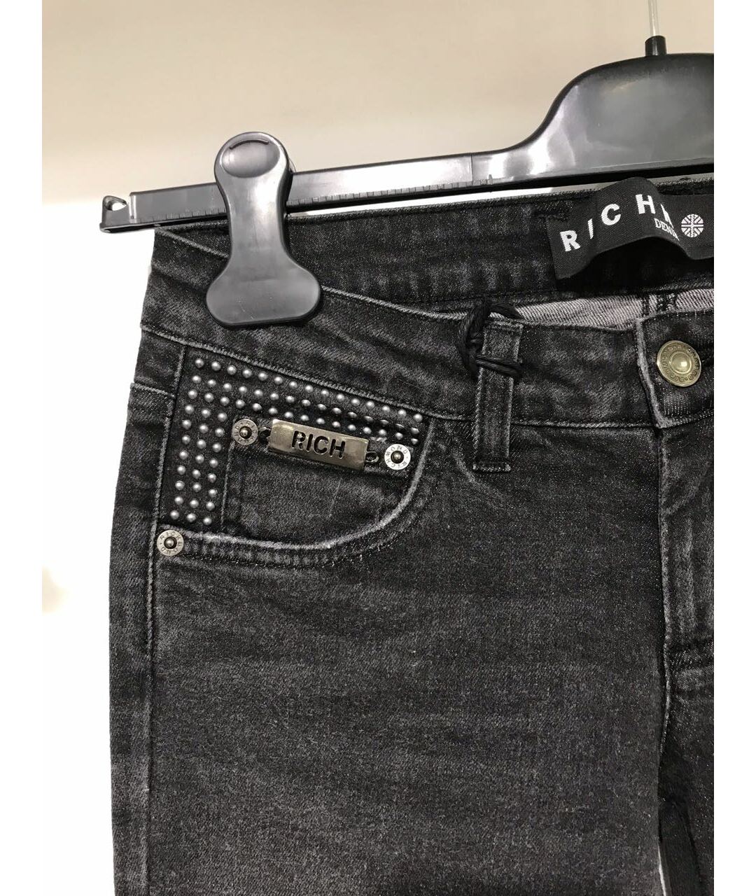 JOHN RICHMOND Серые хлопко-эластановые джинсы слим, фото 3