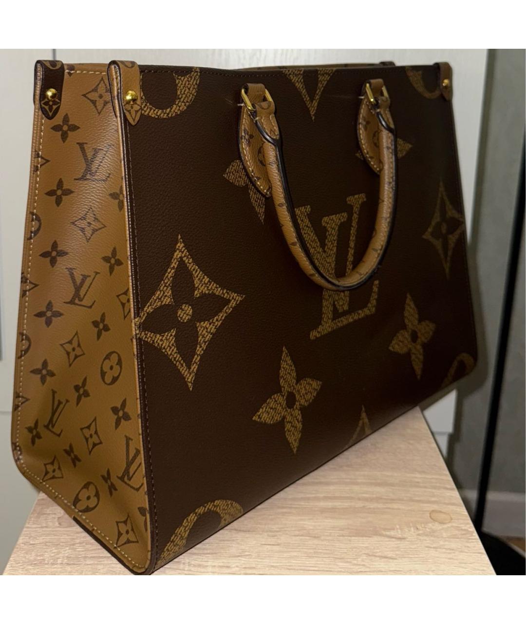 LOUIS VUITTON Коричневая сумка с короткими ручками из искусственной кожи, фото 2