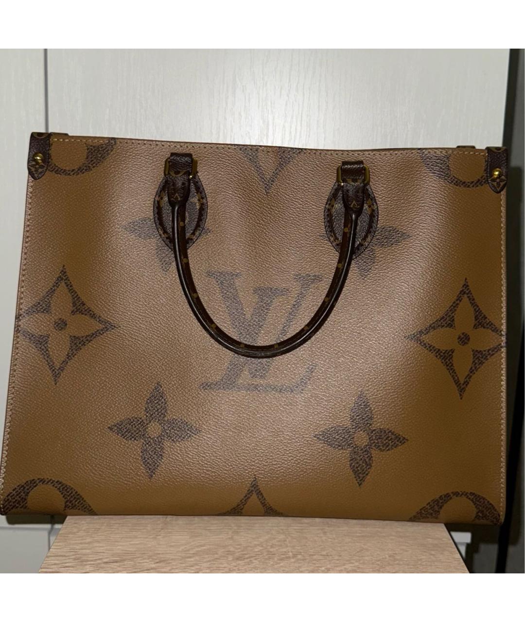 LOUIS VUITTON Коричневая сумка с короткими ручками из искусственной кожи, фото 3