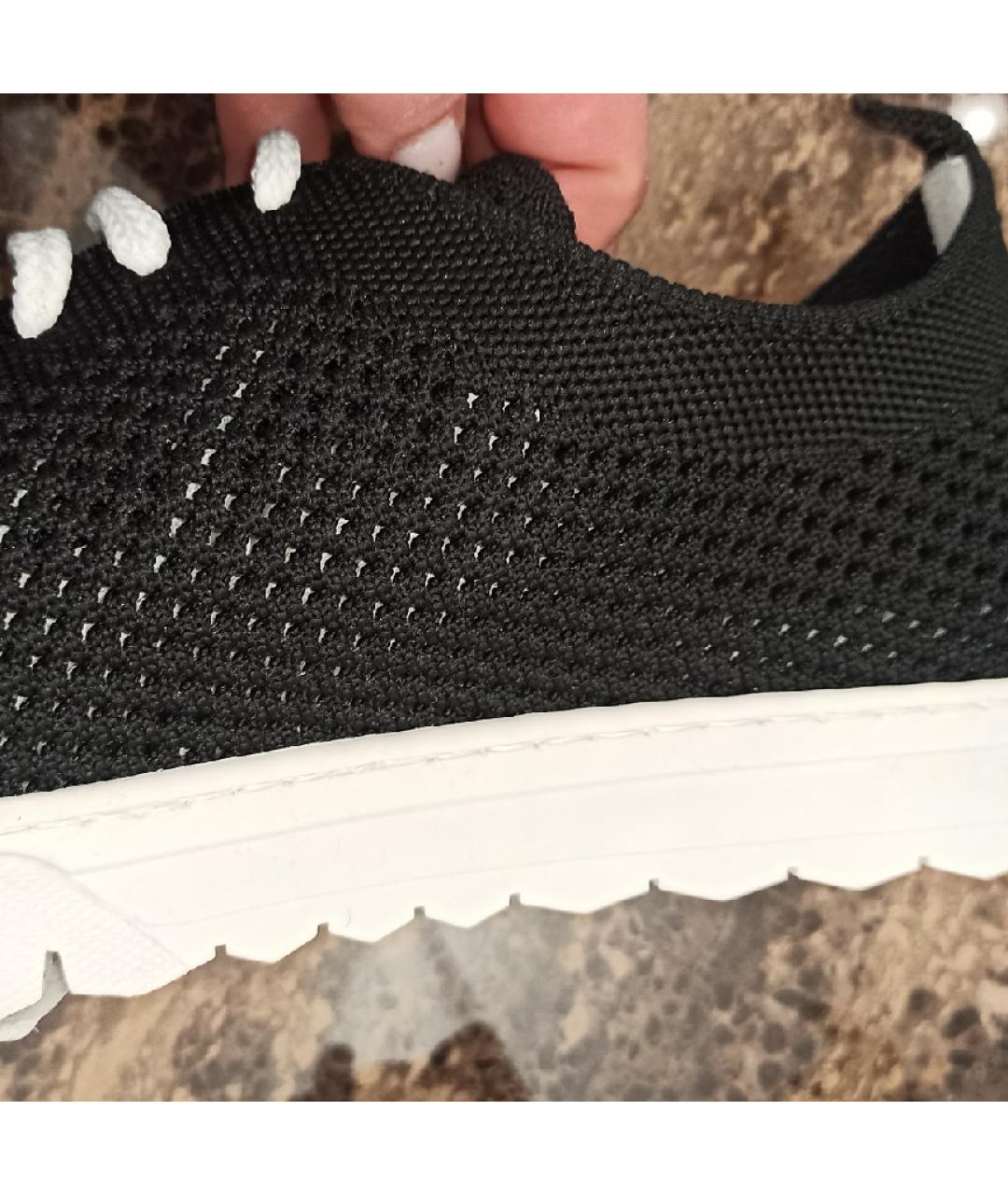 KITON Черные текстильные низкие кроссовки / кеды, фото 5