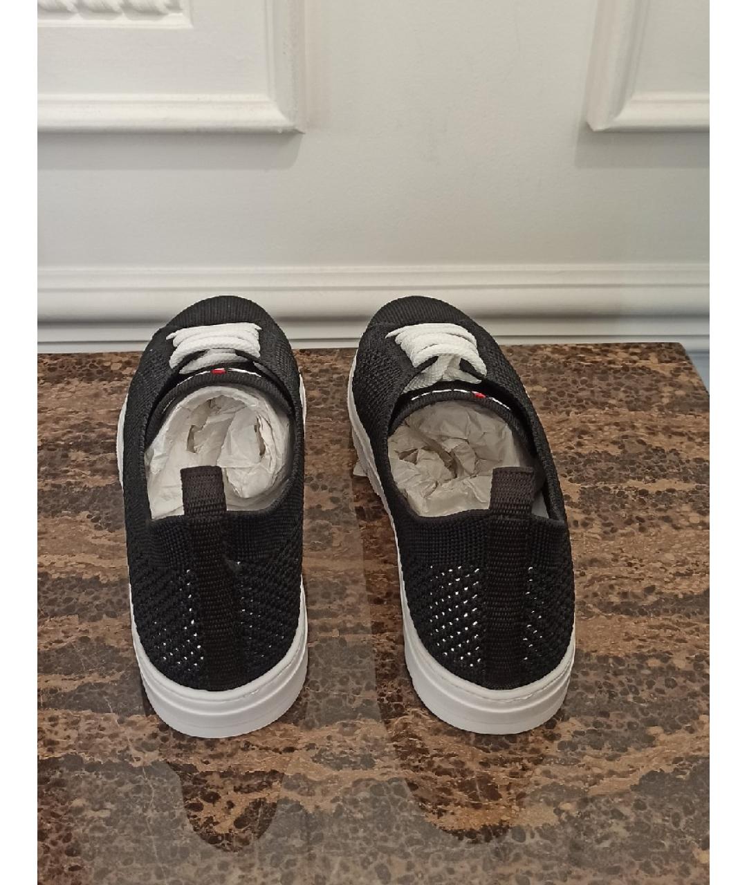 KITON Черные текстильные низкие кроссовки / кеды, фото 3
