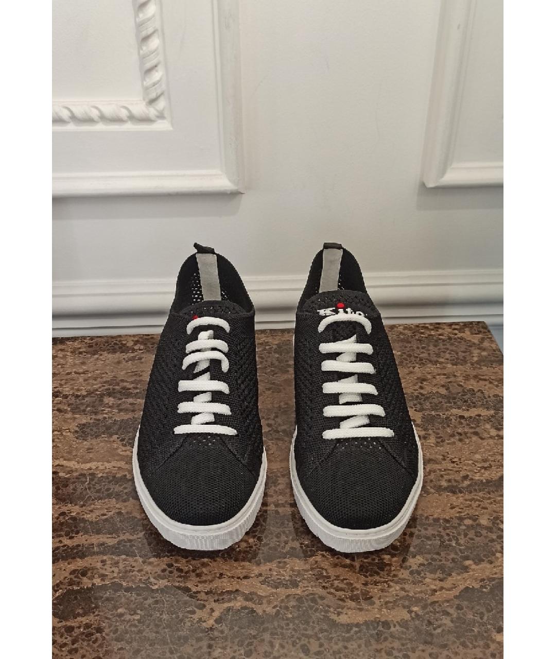 KITON Черные текстильные низкие кроссовки / кеды, фото 2