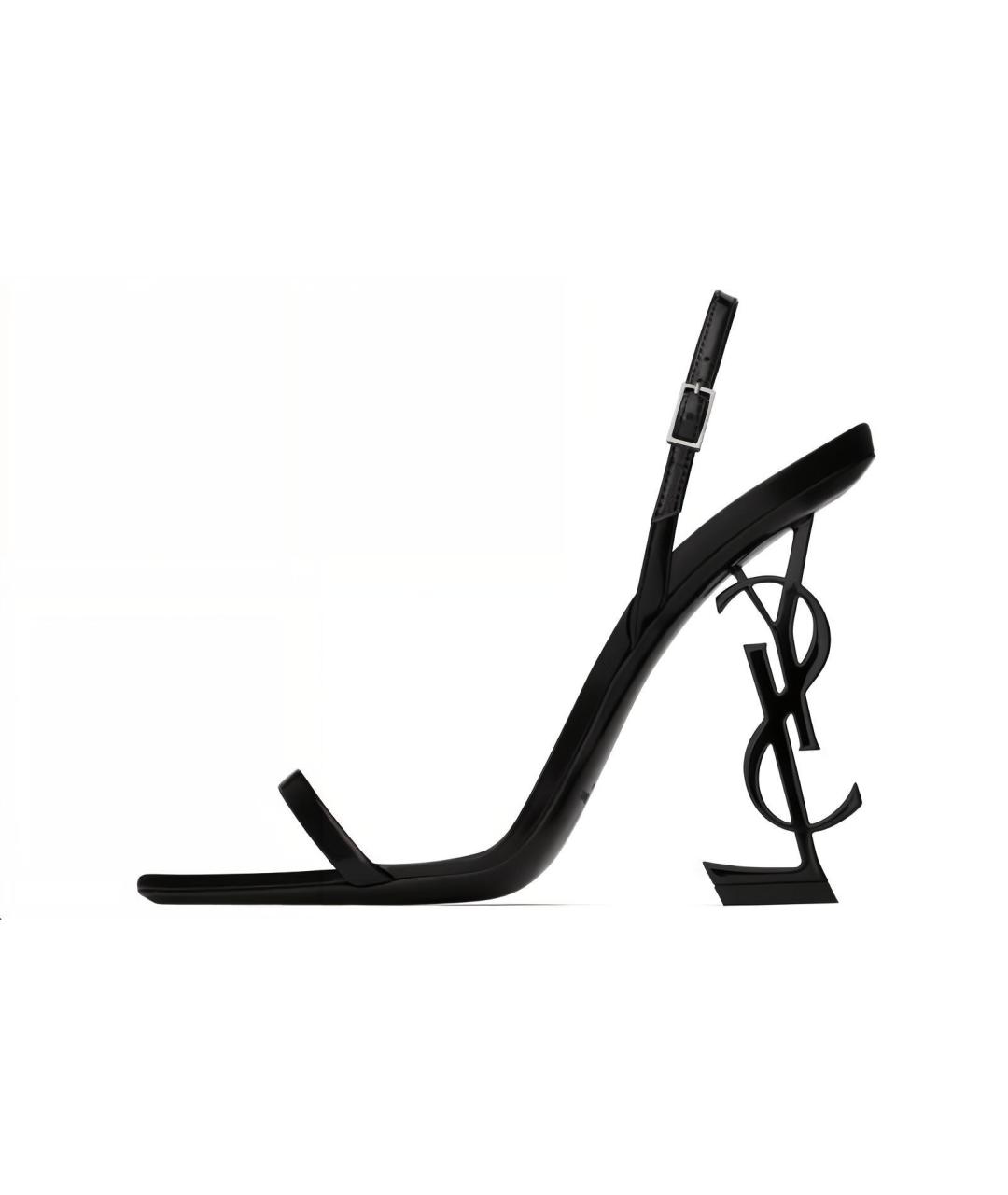 SAINT LAURENT Черные кожаные босоножки, фото 2