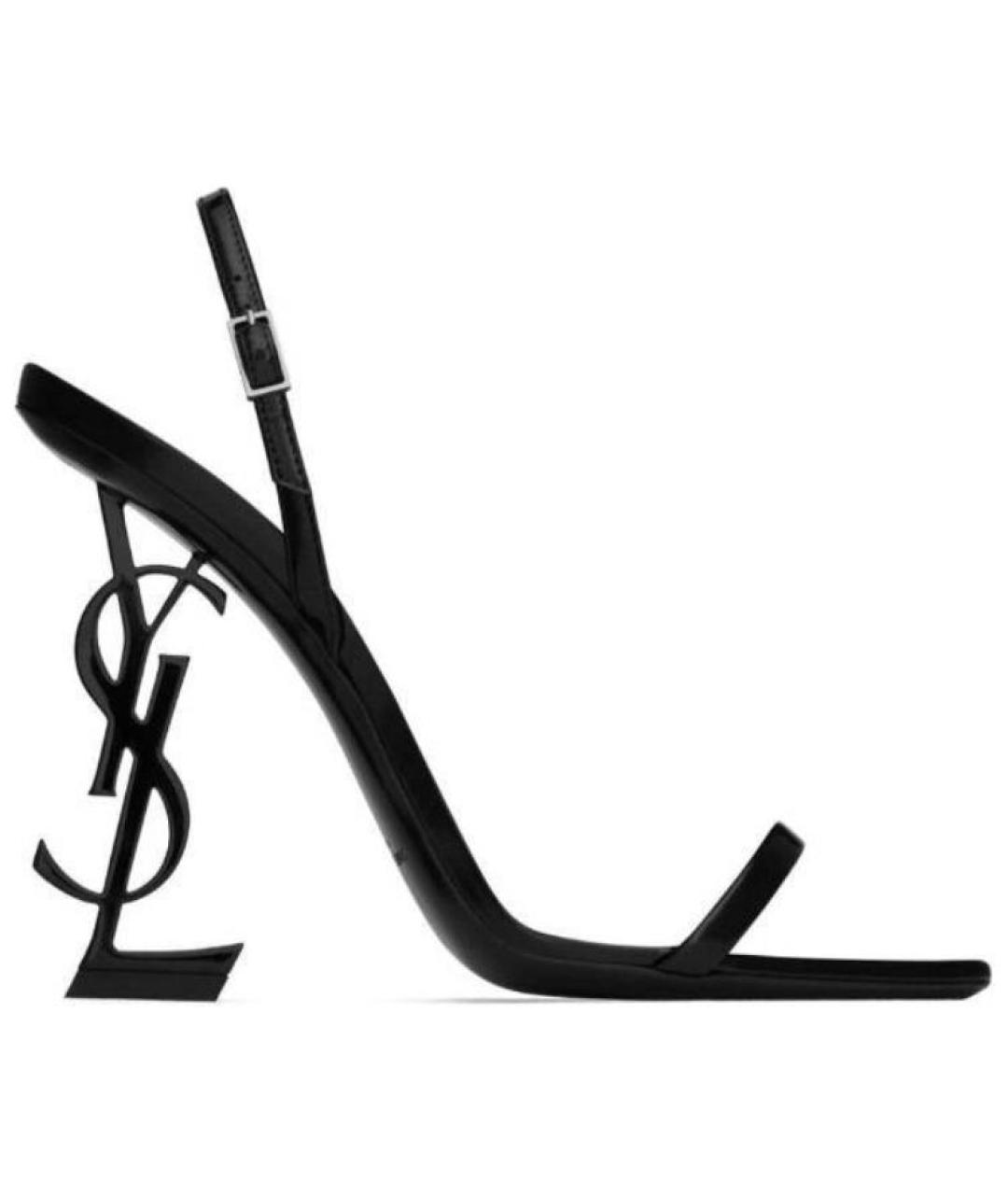 SAINT LAURENT Черные кожаные босоножки, фото 1