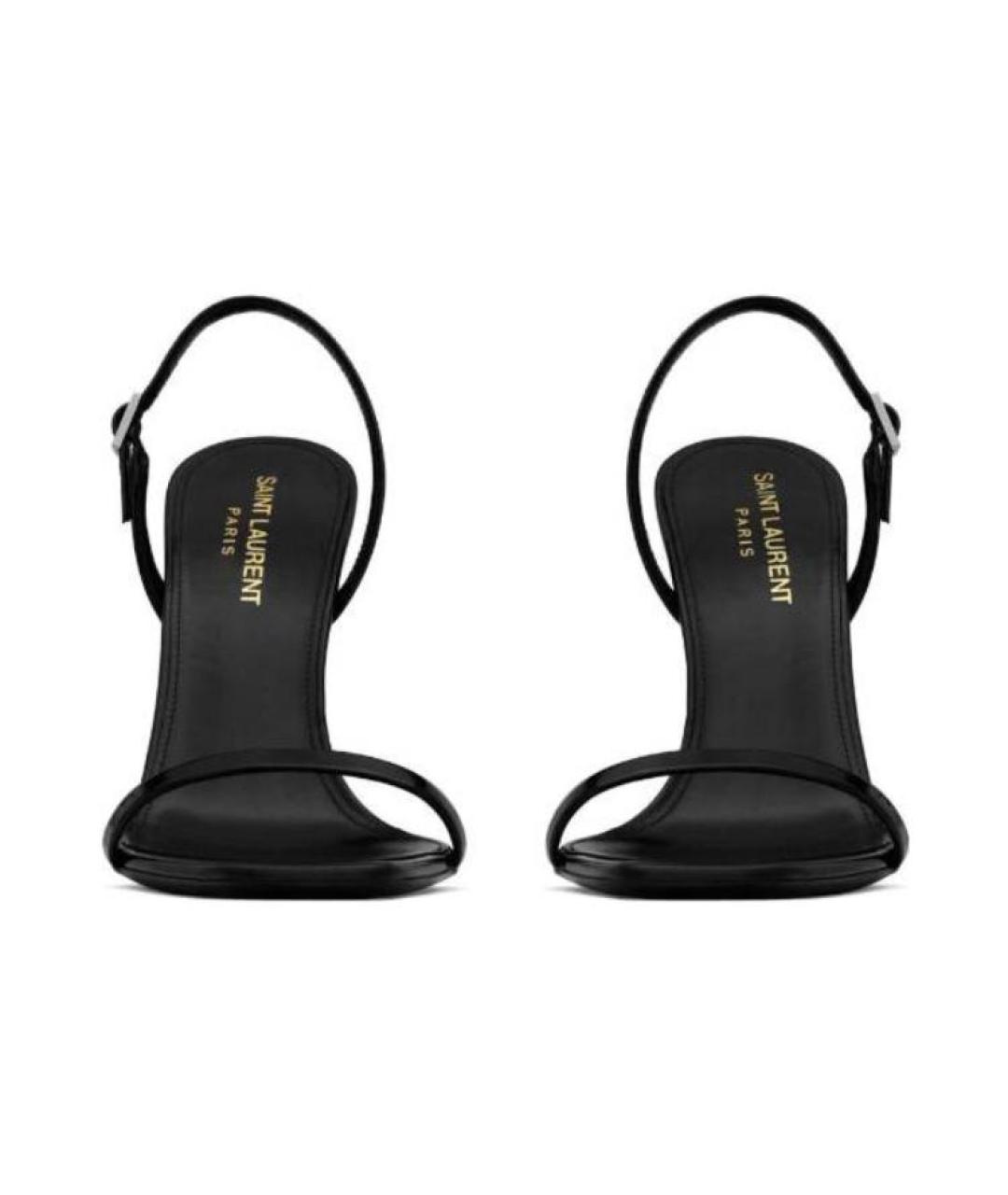 SAINT LAURENT Черные кожаные босоножки, фото 4