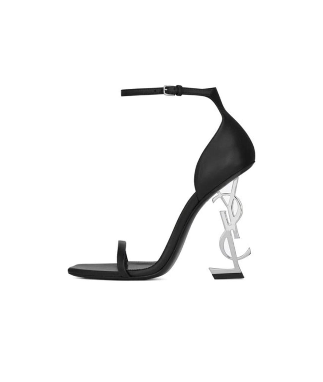 SAINT LAURENT Черные кожаные босоножки, фото 2