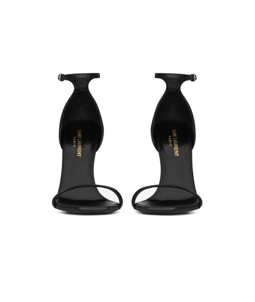 SAINT LAURENT Черные кожаные босоножки, фото 4