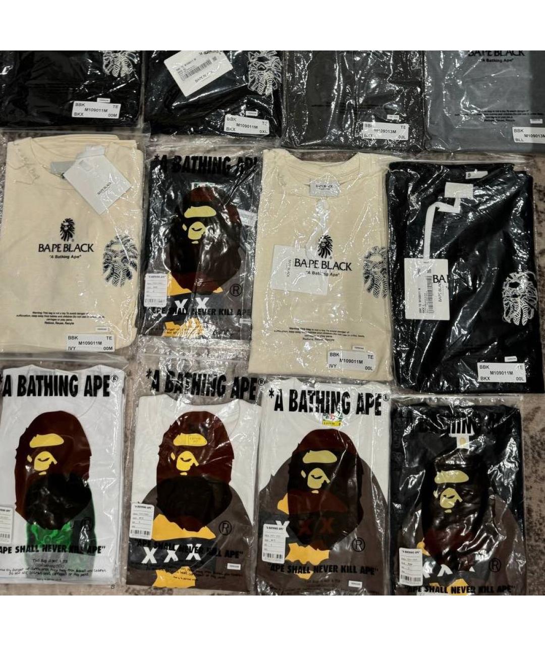 A BATHING APE Черная хлопковая футболка, фото 6