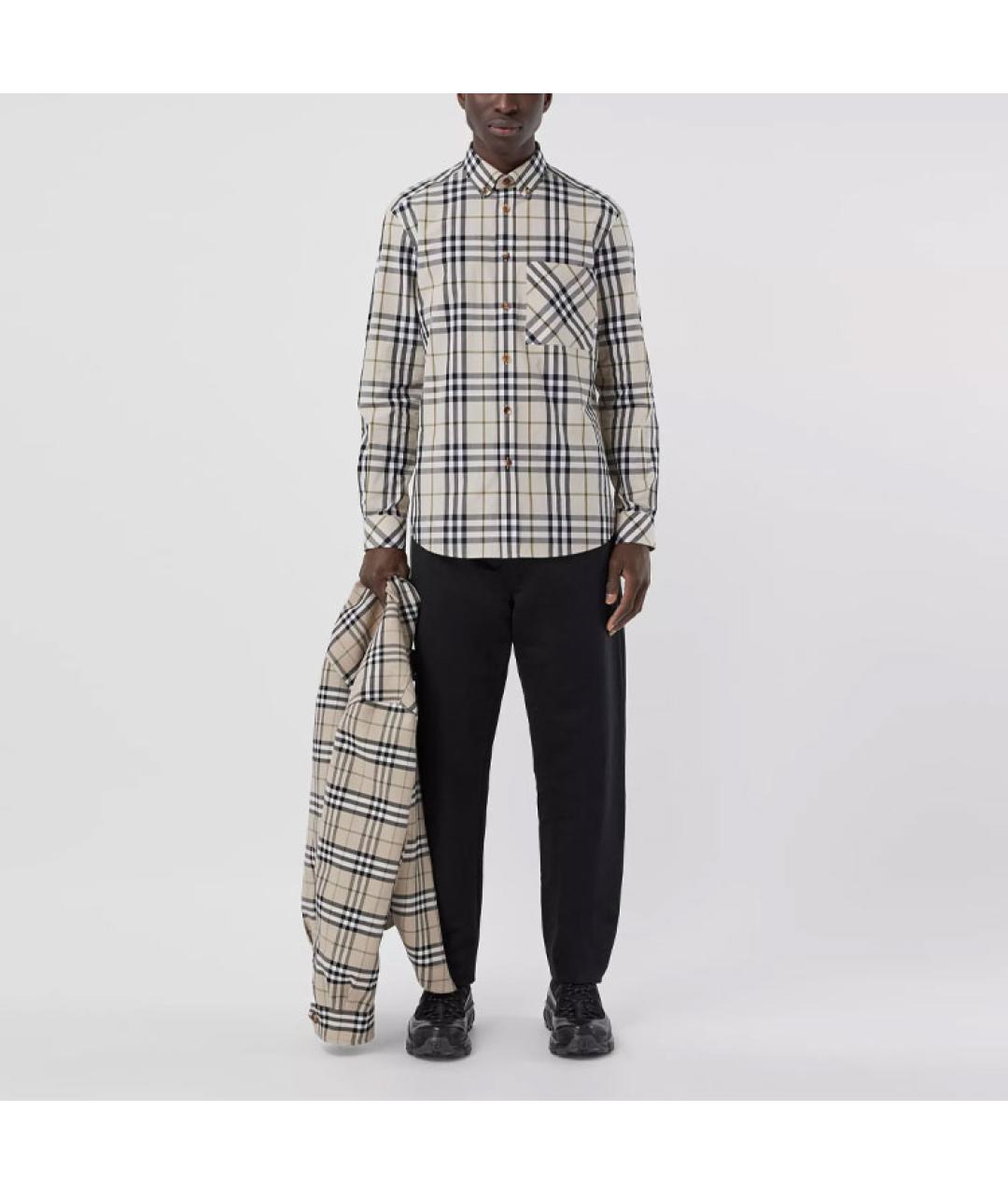 BURBERRY Коричневая хлопковая кэжуал рубашка, фото 3