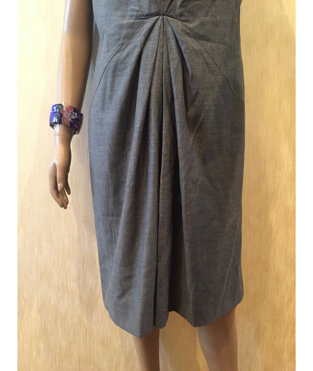 HUGO BOSS Серое хлопко-эластановое повседневное платье, фото 5