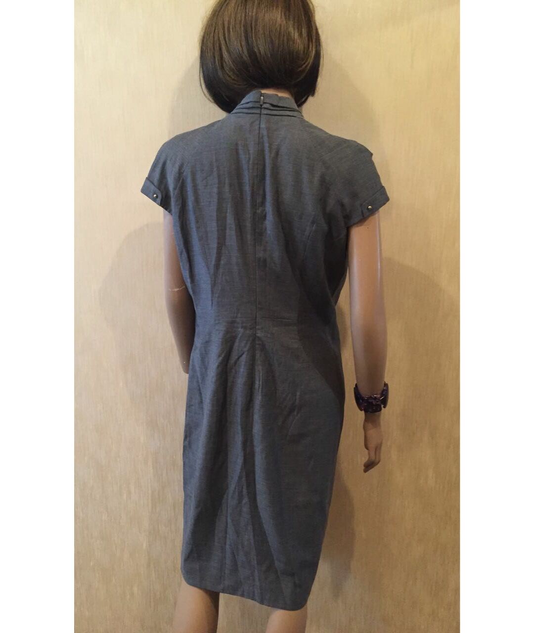 HUGO BOSS Серое хлопко-эластановое повседневное платье, фото 7