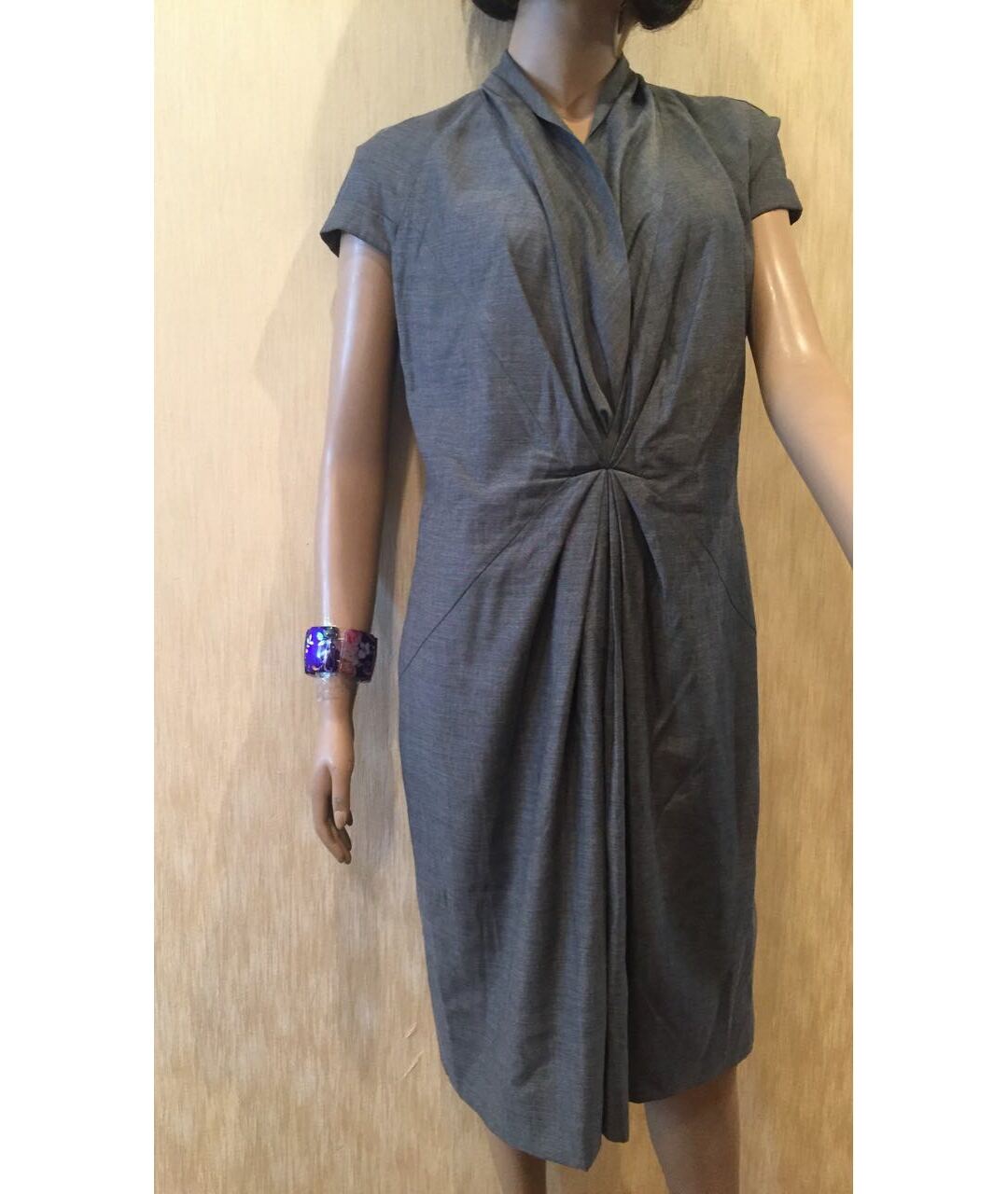 HUGO BOSS Серое хлопко-эластановое повседневное платье, фото 3