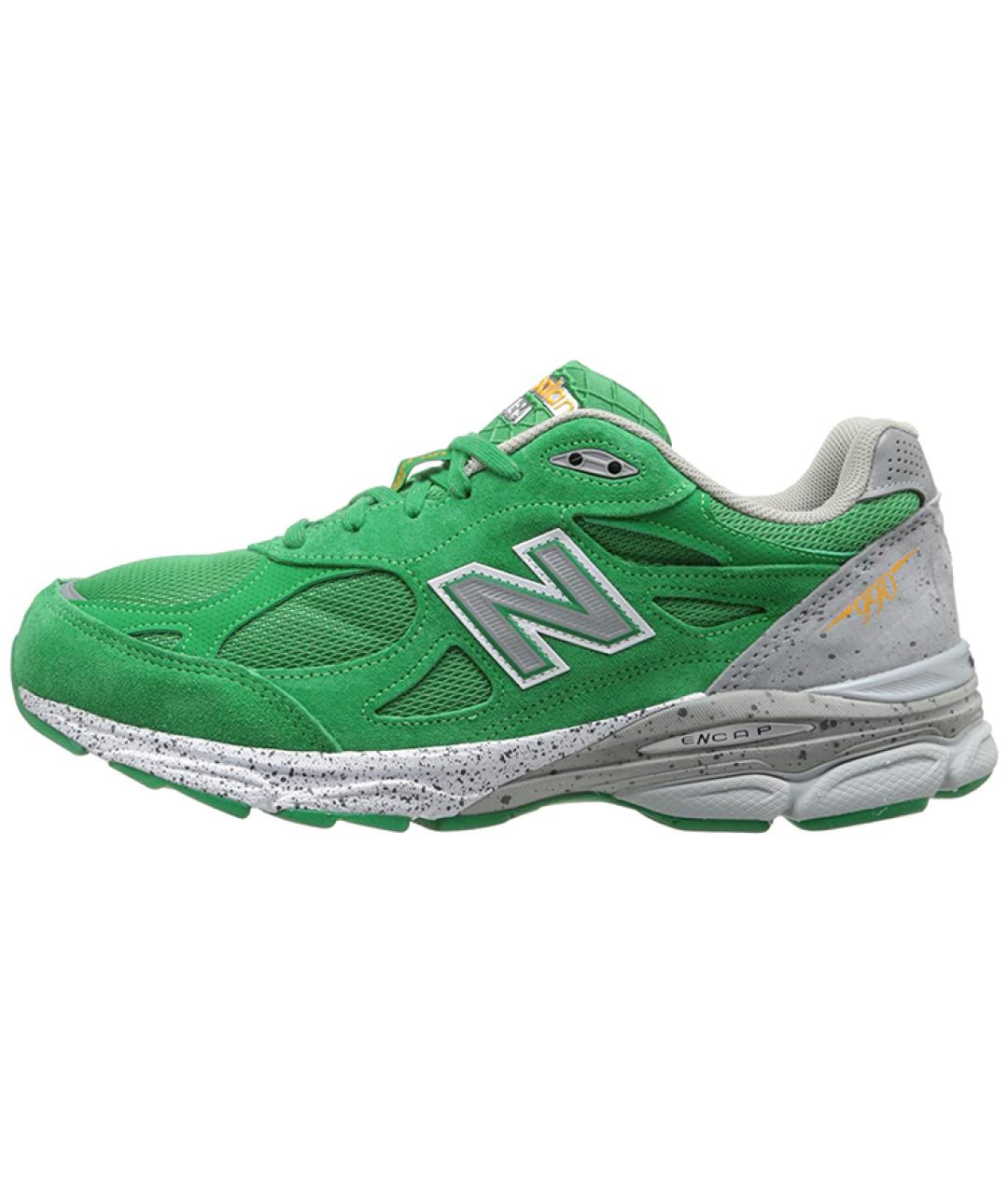 NEW BALANCE Зеленые кожаные низкие кроссовки / кеды, фото 2