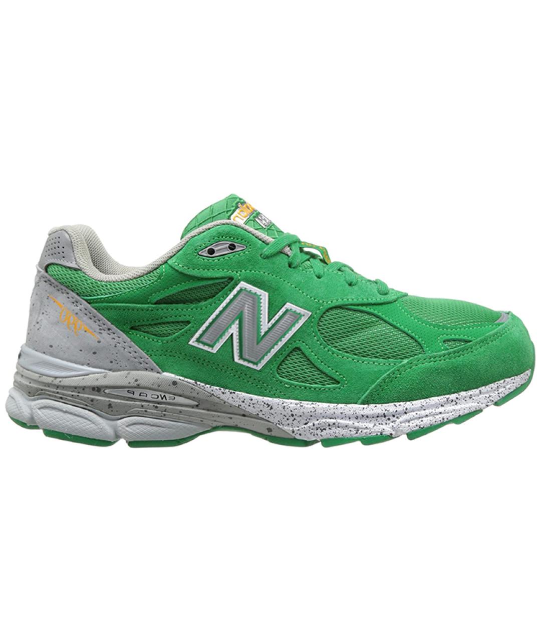 NEW BALANCE Зеленые кожаные низкие кроссовки / кеды, фото 1