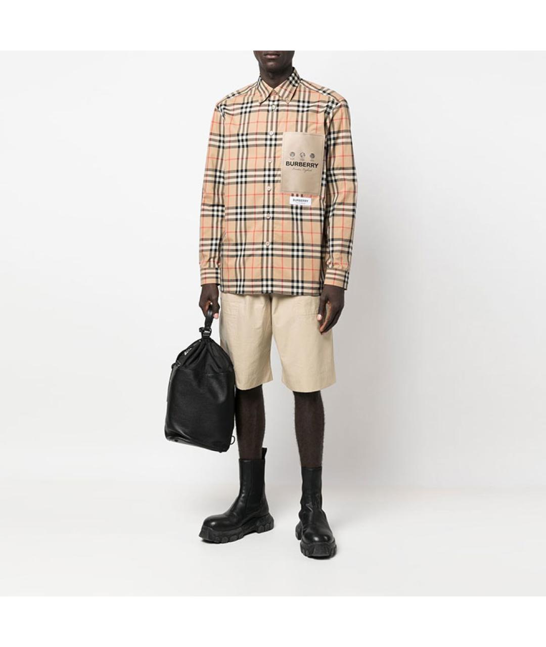 BURBERRY Бежевая хлопковая кэжуал рубашка, фото 4