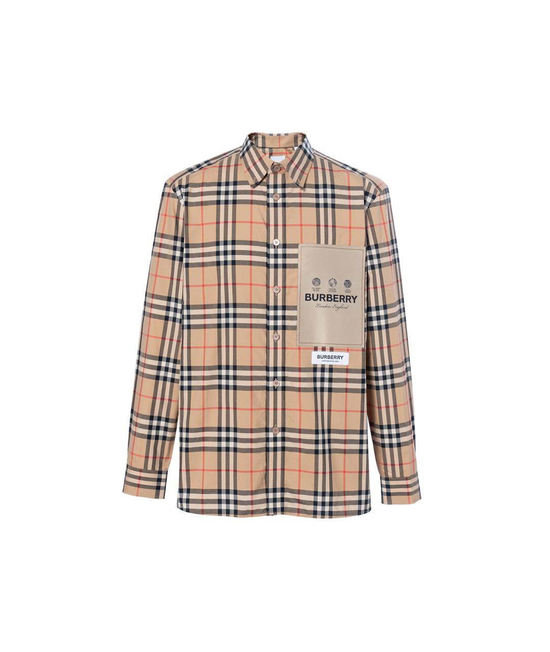BURBERRY Бежевая хлопковая кэжуал рубашка, фото 6