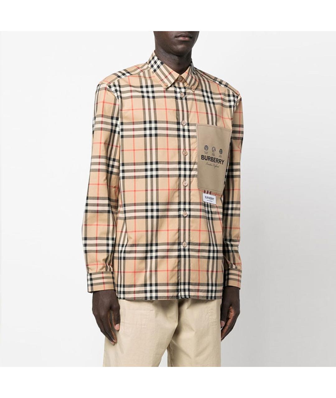 BURBERRY Бежевая хлопковая кэжуал рубашка, фото 5