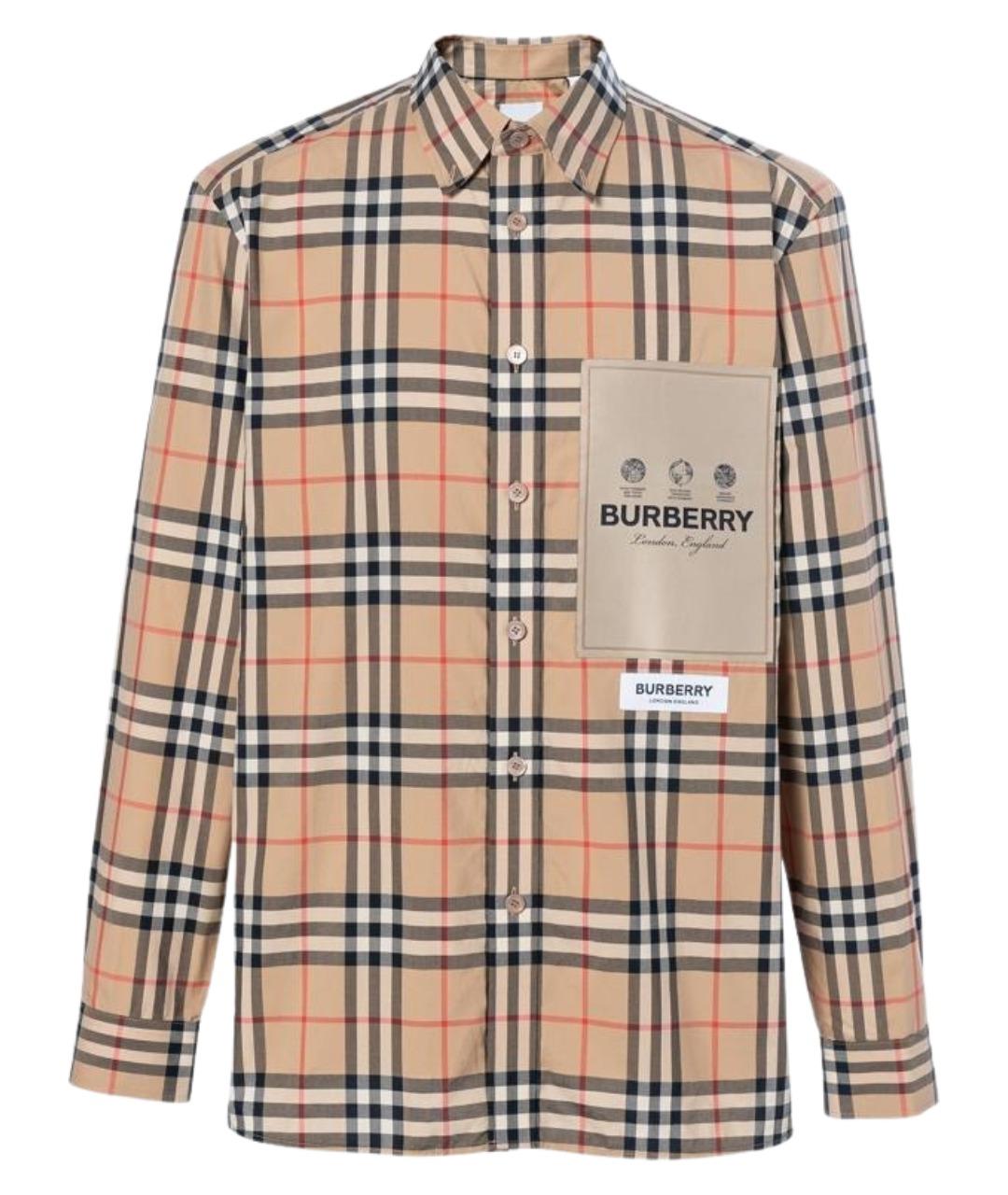 BURBERRY Бежевая хлопковая кэжуал рубашка, фото 1