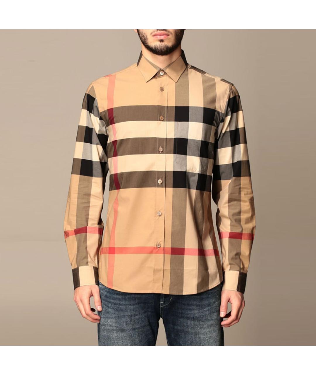 BURBERRY Хаки хлопковая кэжуал рубашка, фото 4