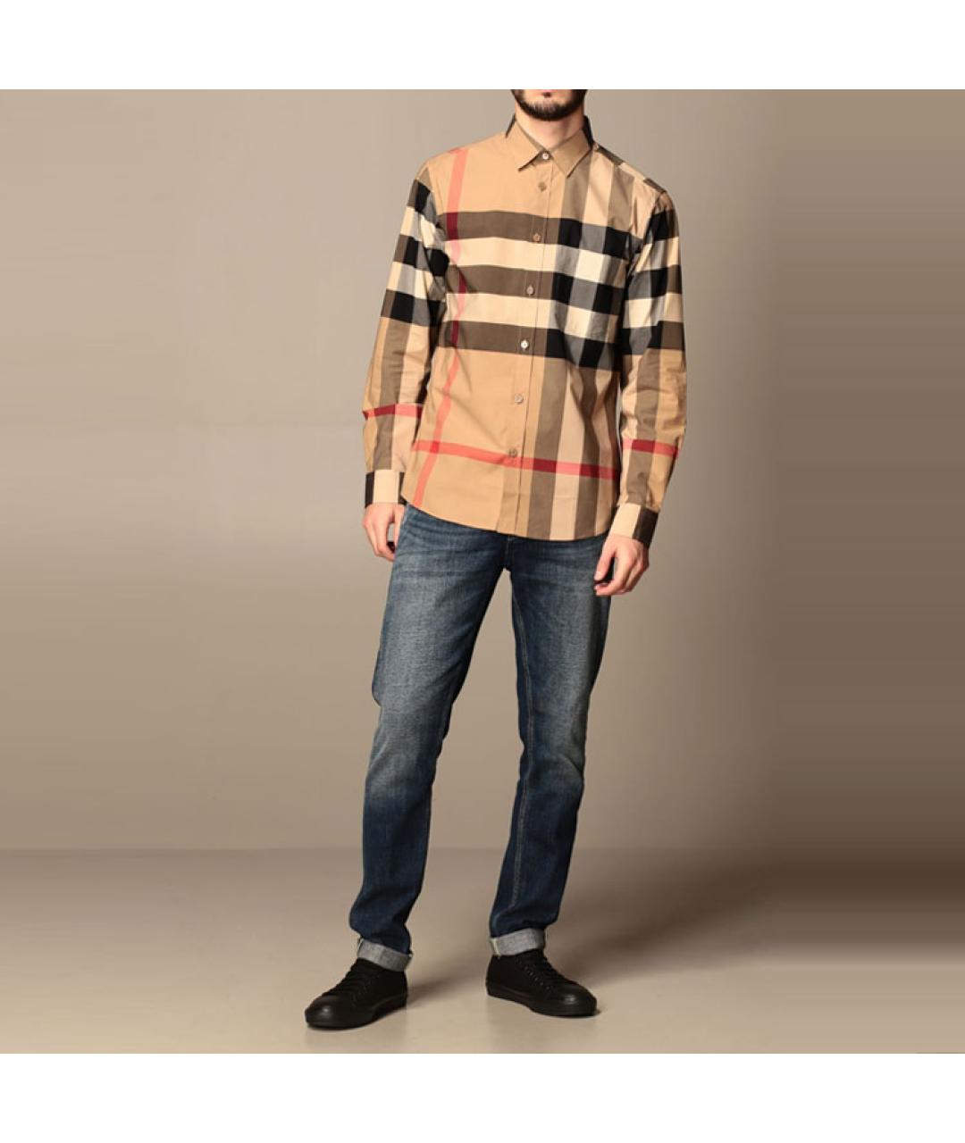 BURBERRY Хаки хлопковая кэжуал рубашка, фото 3