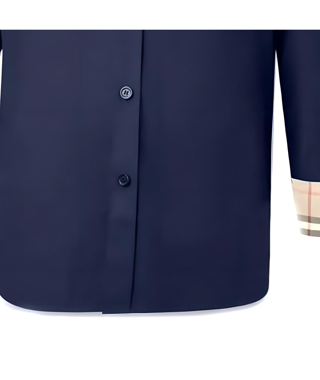 BURBERRY Темно-синяя хлопковая кэжуал рубашка, фото 4