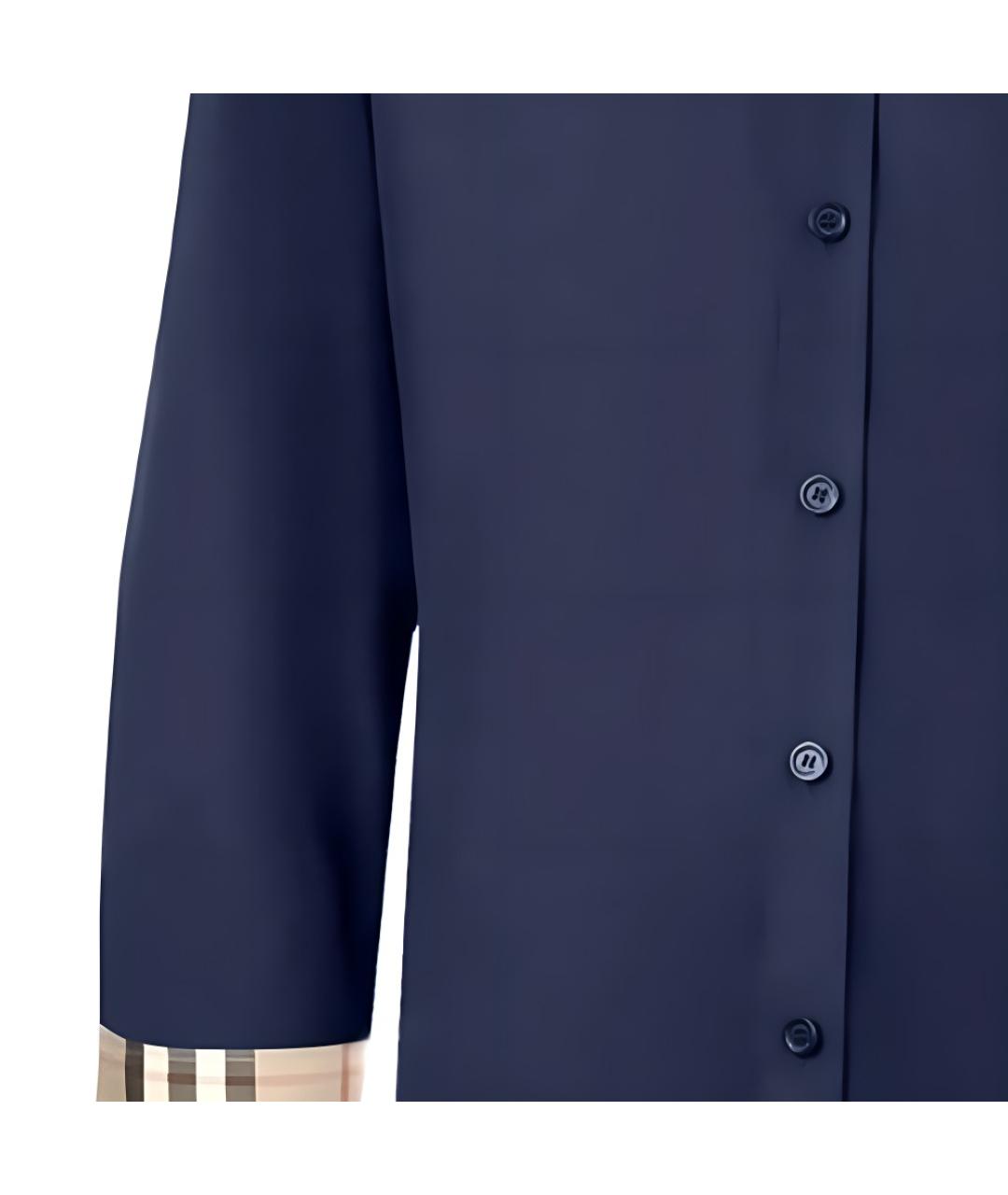 BURBERRY Темно-синяя хлопковая кэжуал рубашка, фото 3