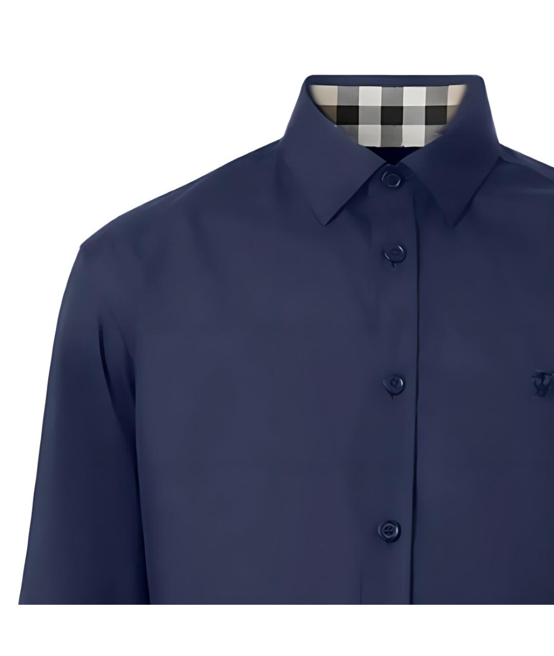 BURBERRY Темно-синяя хлопковая кэжуал рубашка, фото 2