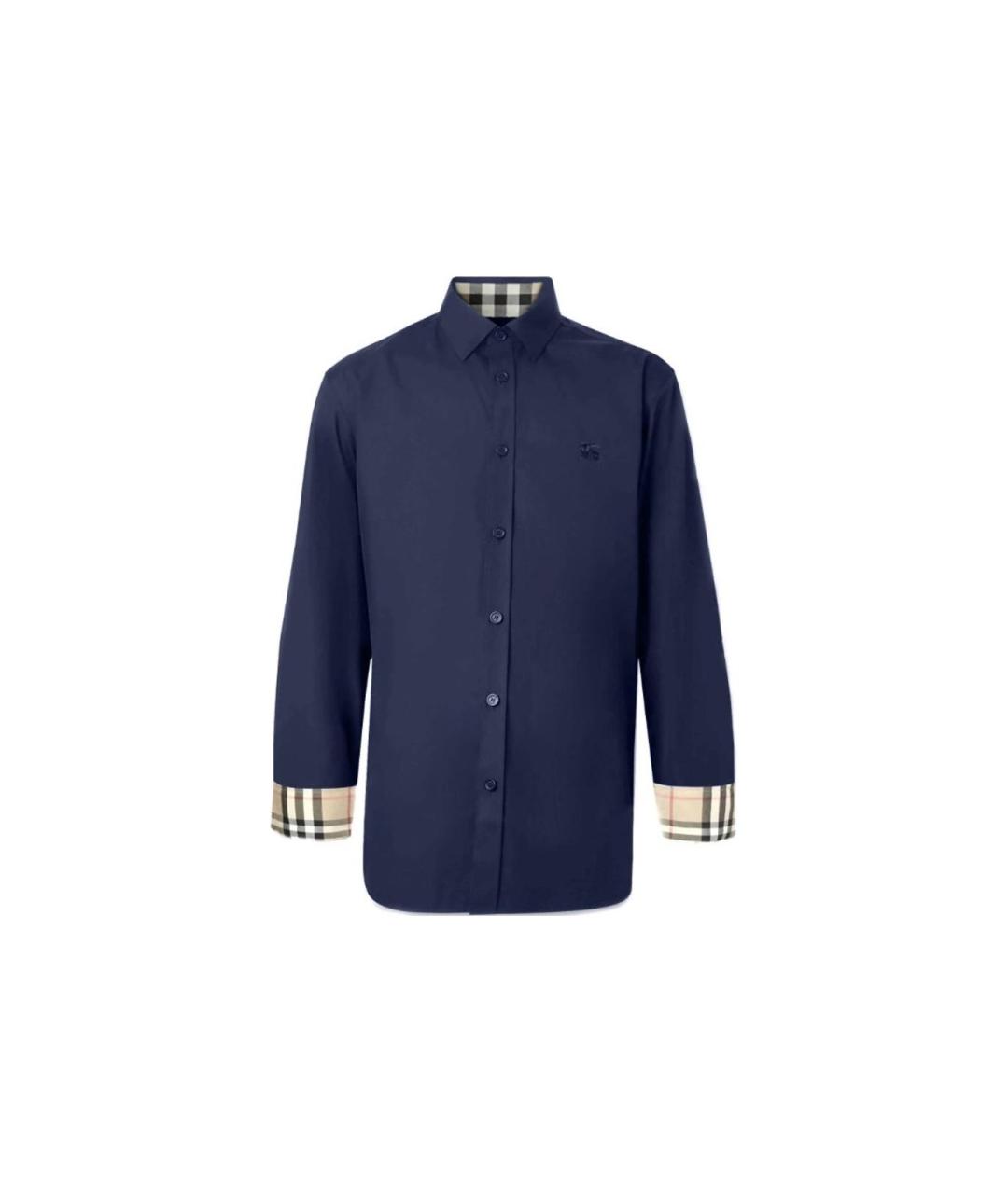 BURBERRY Темно-синяя хлопковая кэжуал рубашка, фото 6