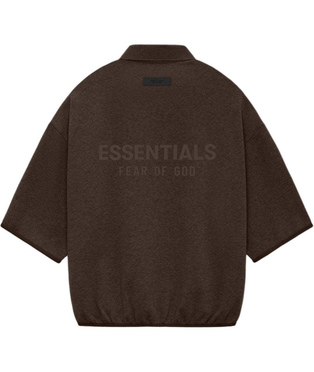 FEAR OF GOD ESSENTIALS Коричневое хлопковое поло с коротким рукавом, фото 2