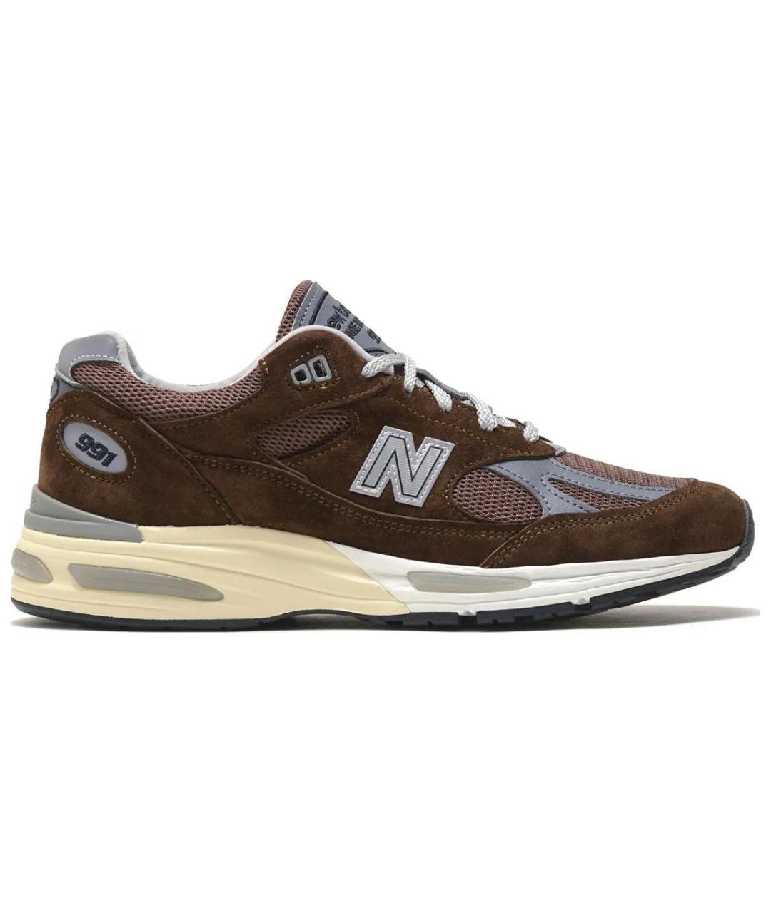 NEW BALANCE Коричневые кожаные кроссовки, фото 1