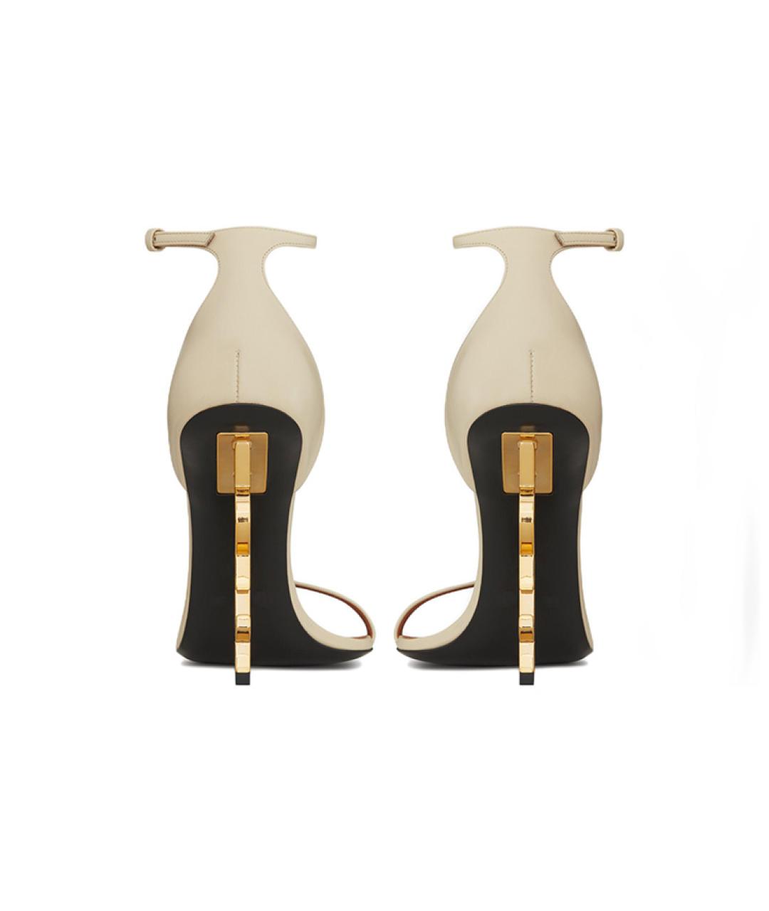 SAINT LAURENT Белые кожаные босоножки, фото 5