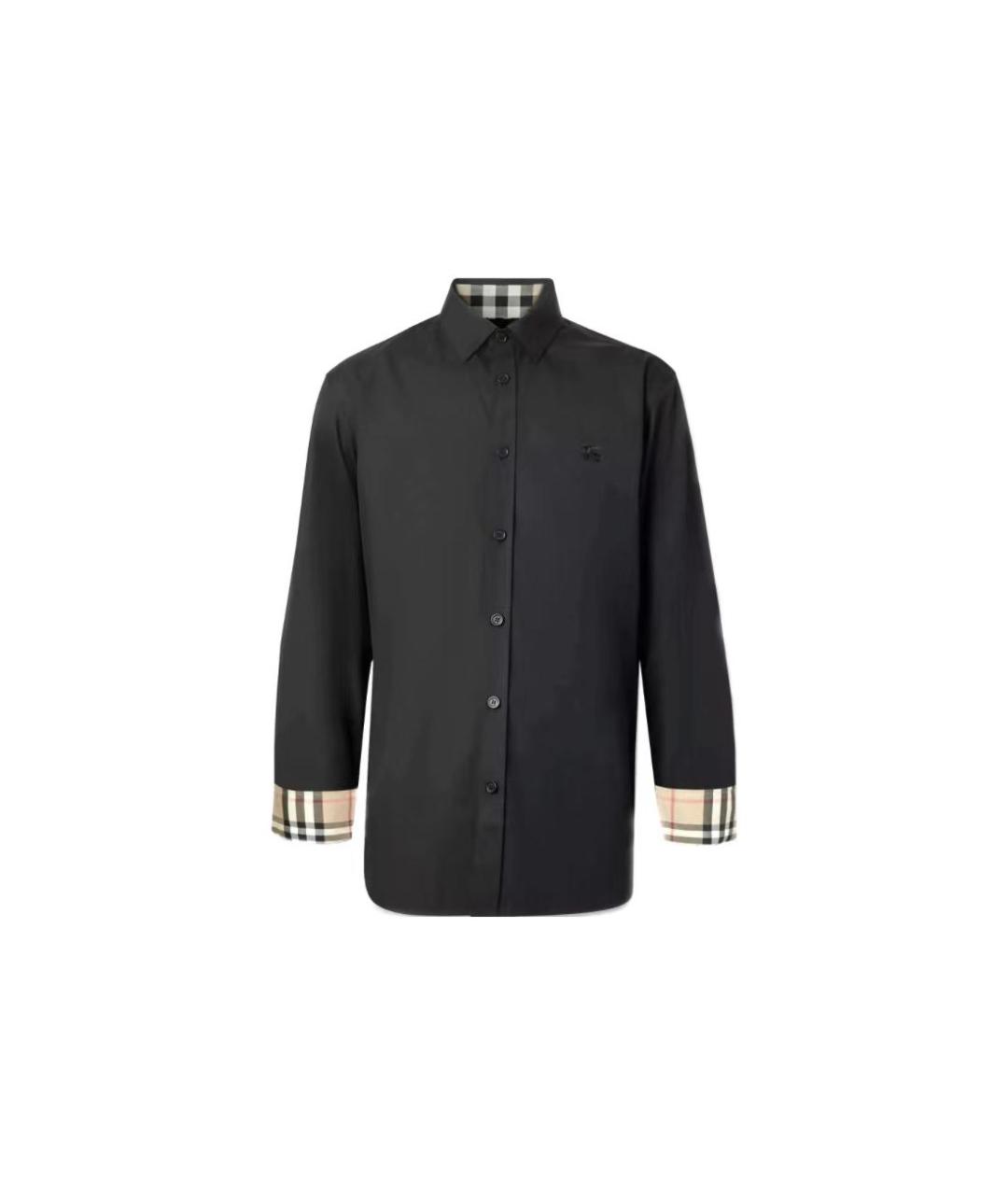 BURBERRY Черная хлопковая классическая рубашка, фото 3