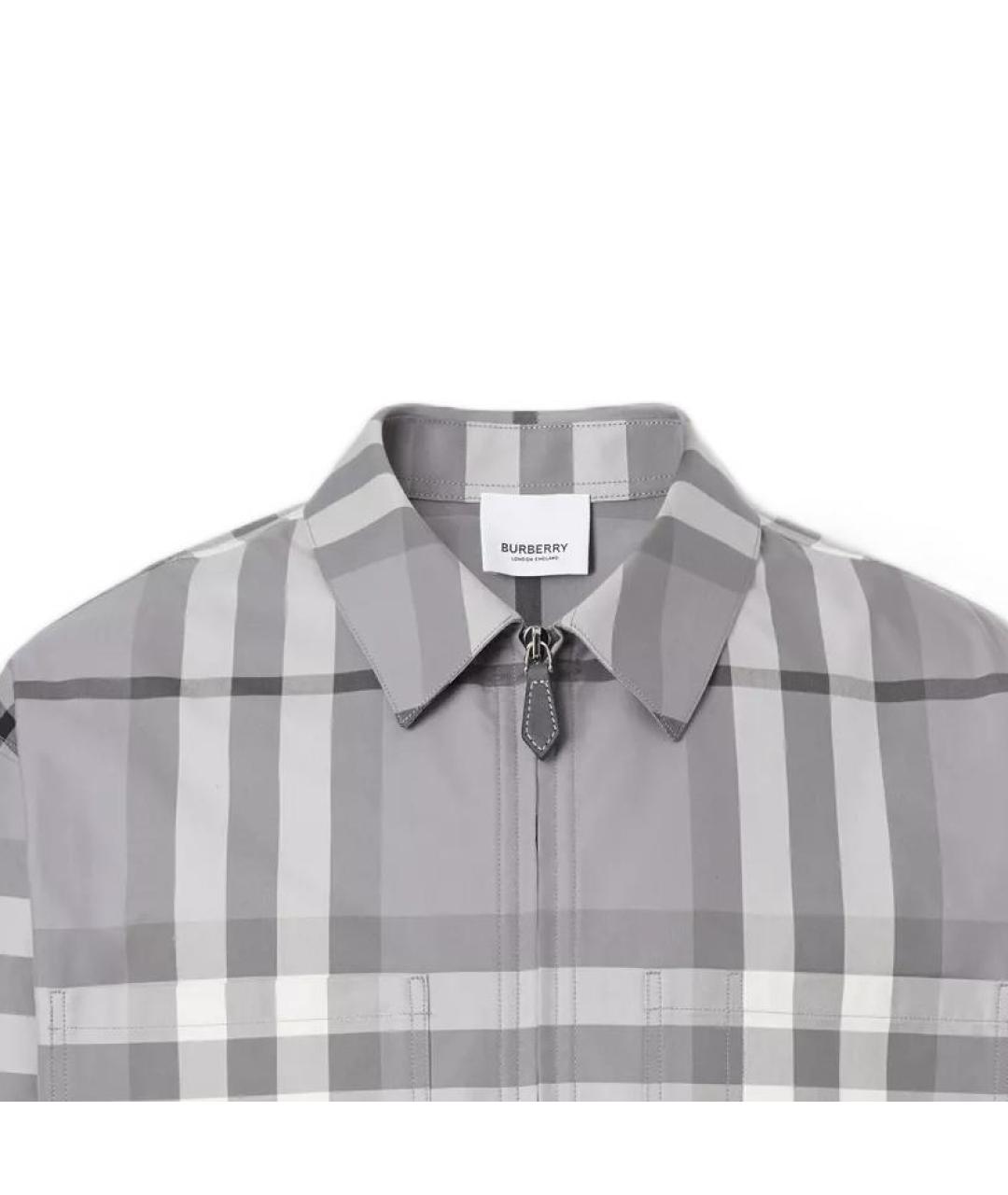 BURBERRY Серая хлопковая кэжуал рубашка, фото 5