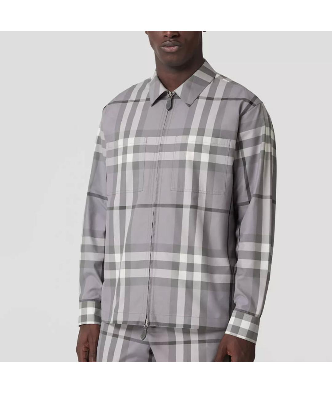 BURBERRY Серая хлопковая кэжуал рубашка, фото 4