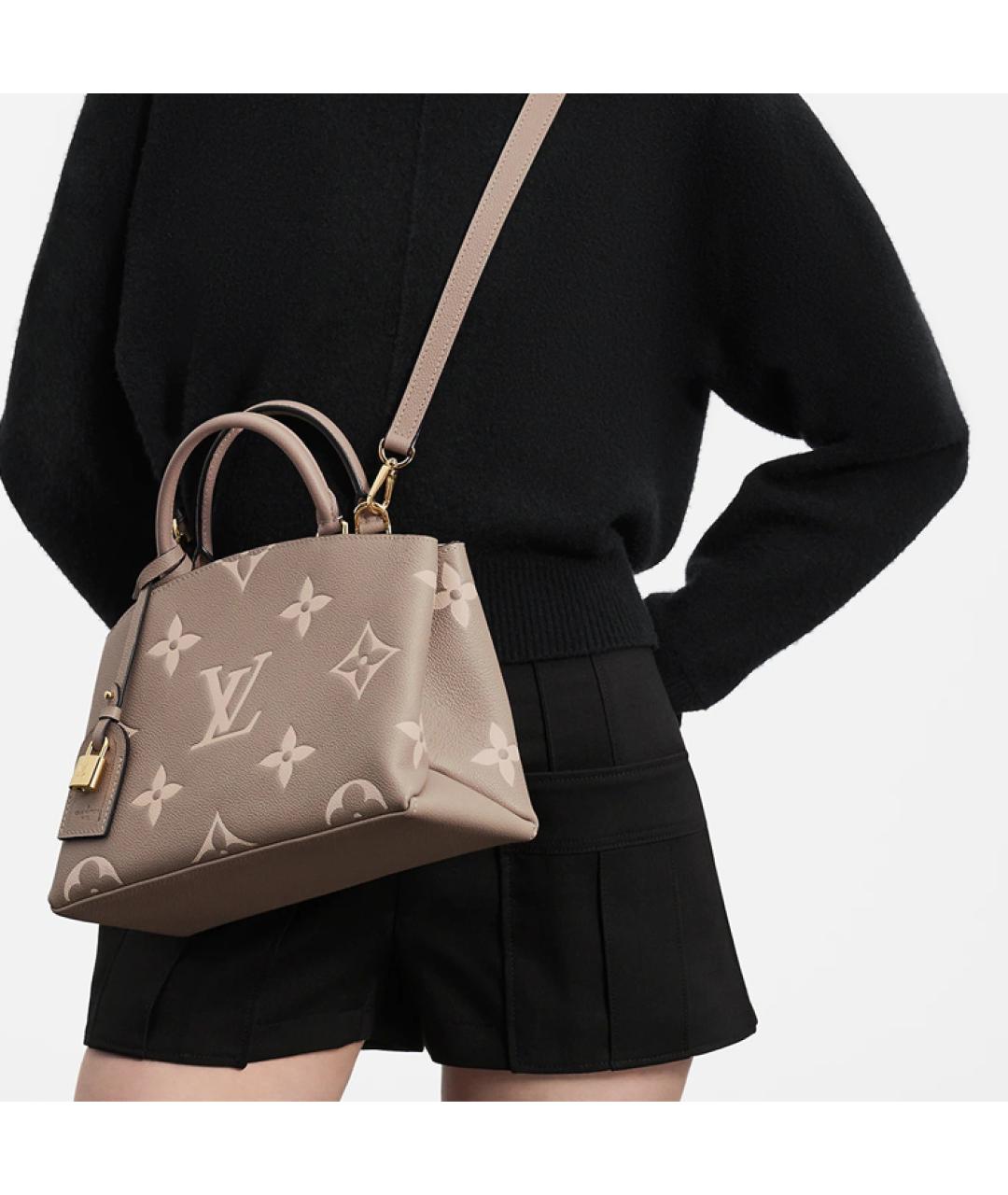 LOUIS VUITTON Бежевая кожаная сумка с короткими ручками, фото 6