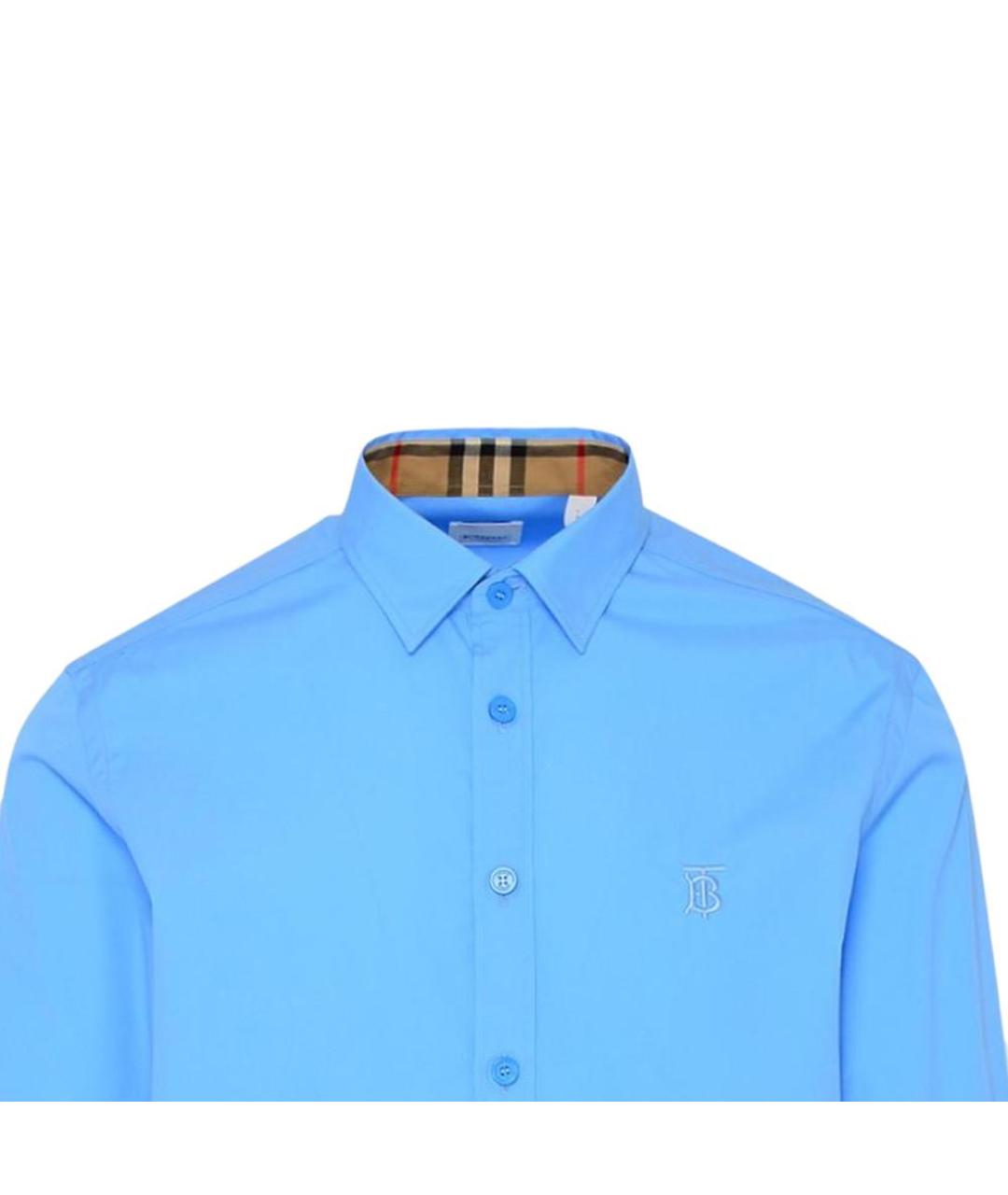 BURBERRY Голубая хлопковая классическая рубашка, фото 3