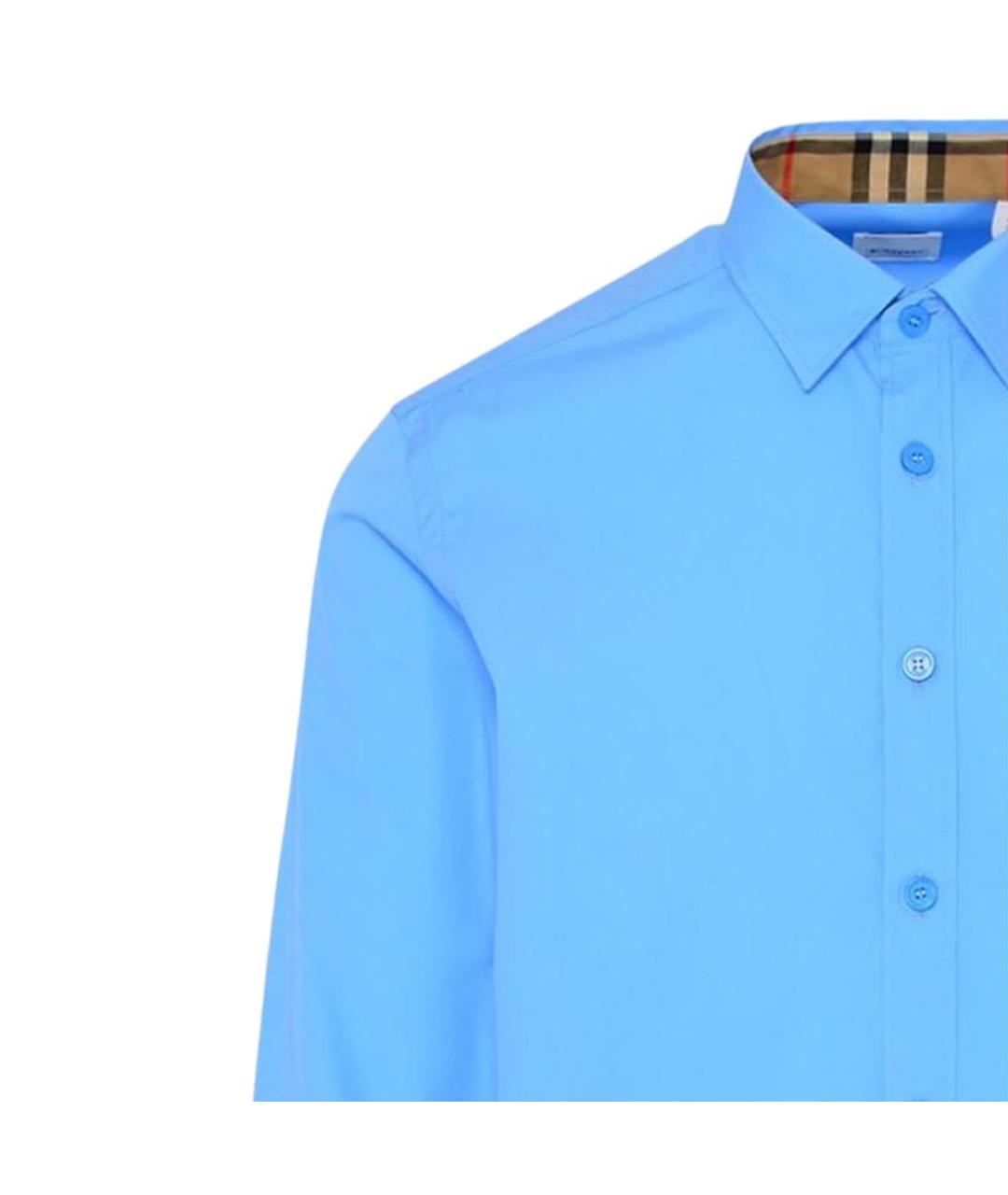 BURBERRY Голубая хлопковая классическая рубашка, фото 4