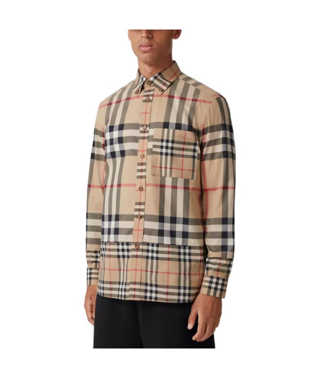 BURBERRY Бежевая хлопковая кэжуал рубашка, фото 4