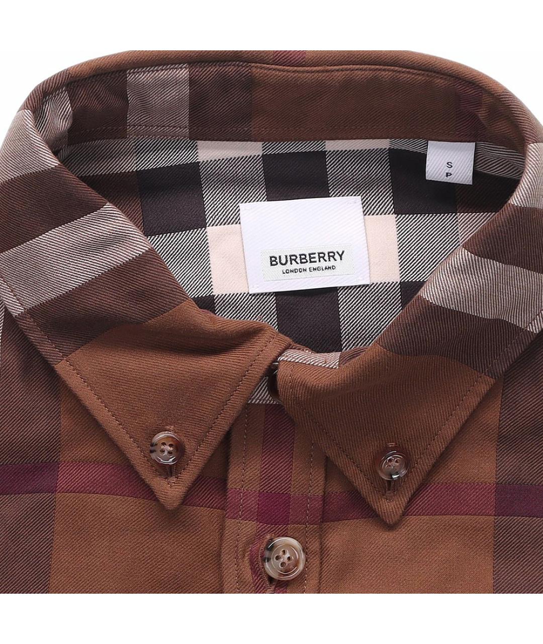 BURBERRY Коричневая хлопковая кэжуал рубашка, фото 5