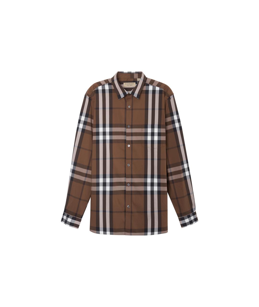 BURBERRY Коричневая хлопковая классическая рубашка, фото 6