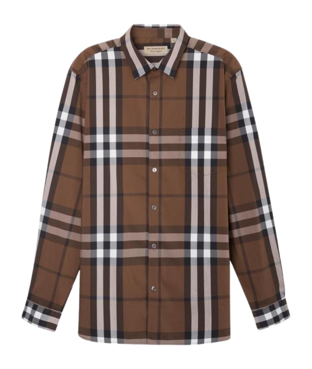 BURBERRY Коричневая хлопковая классическая рубашка, фото 1